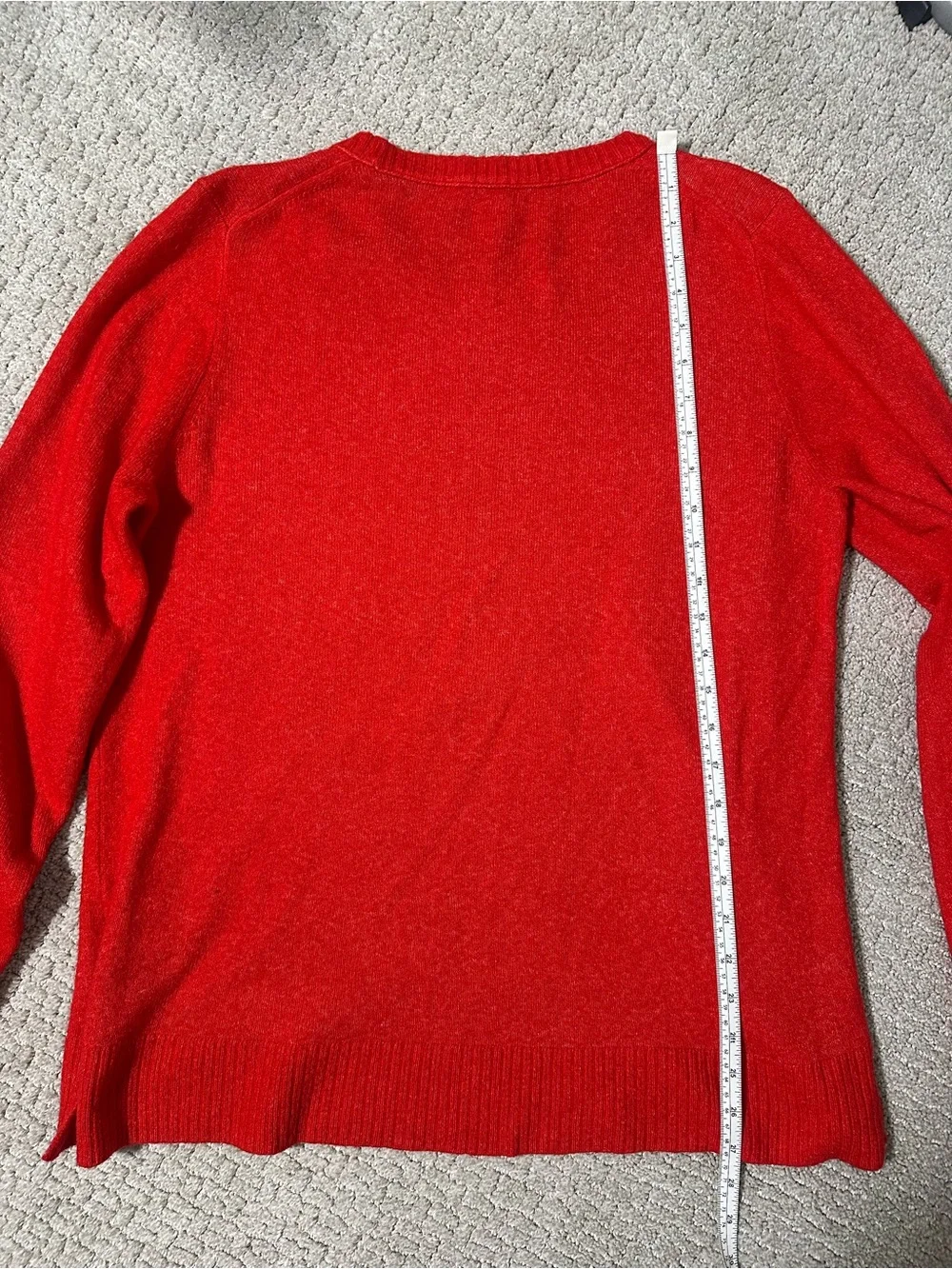J.Crew Red Wool Blend Crewneck Sweater Size L Side Slit